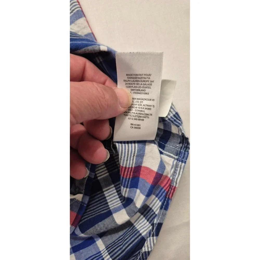 Ralph Lauren boy's‎ blues/red plaid short sleeve button up shirt sz XL (18-20)
